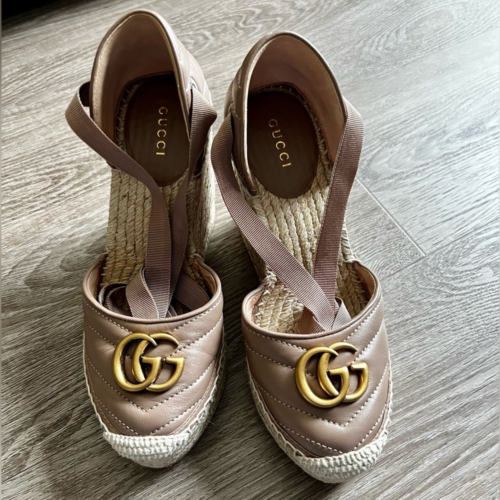 Gucci Leather Wedge Espadrilles | Size 36